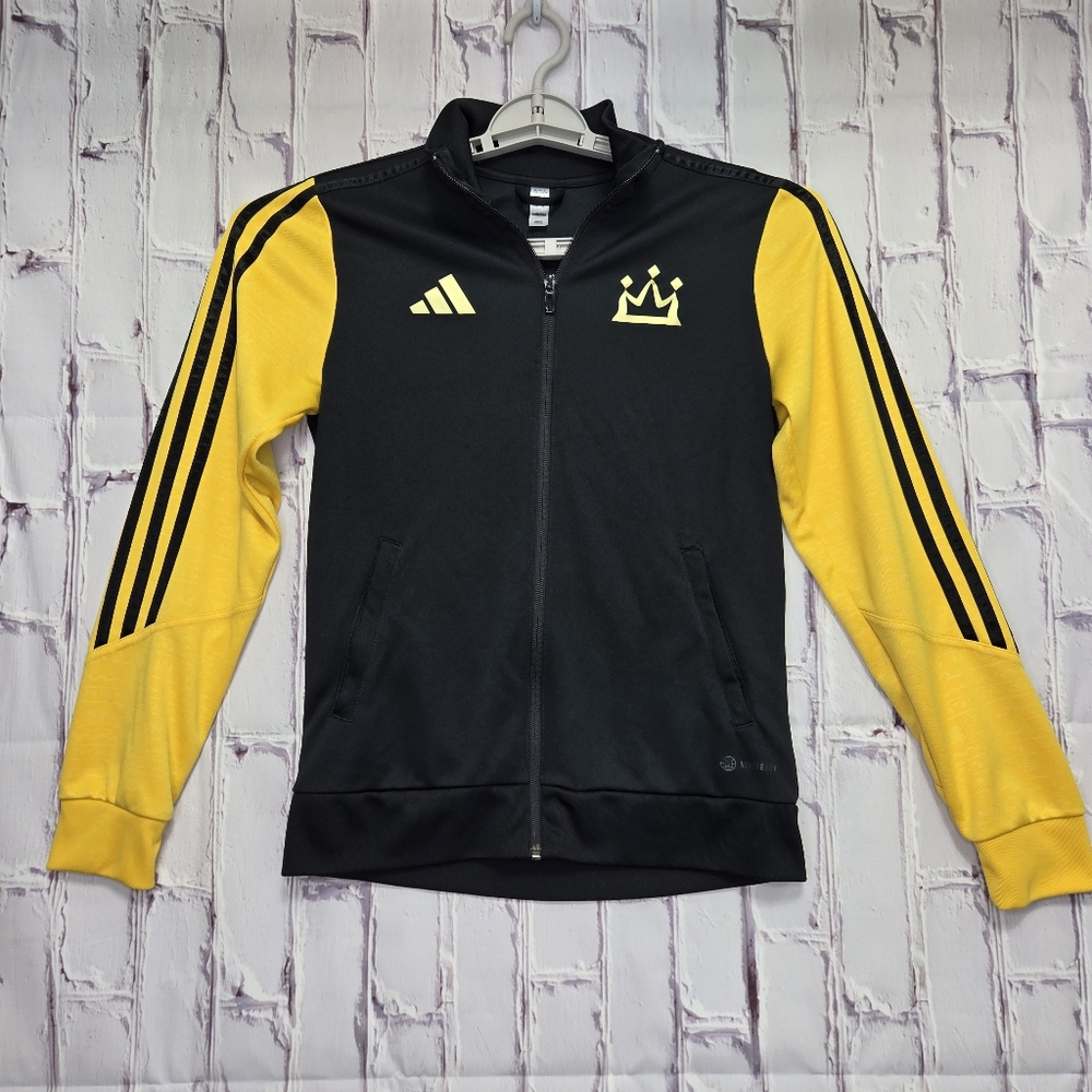 Adidas Mohamed Salah‎ Track Style Jacket Full Zip Youth Size Large Black Yellow
